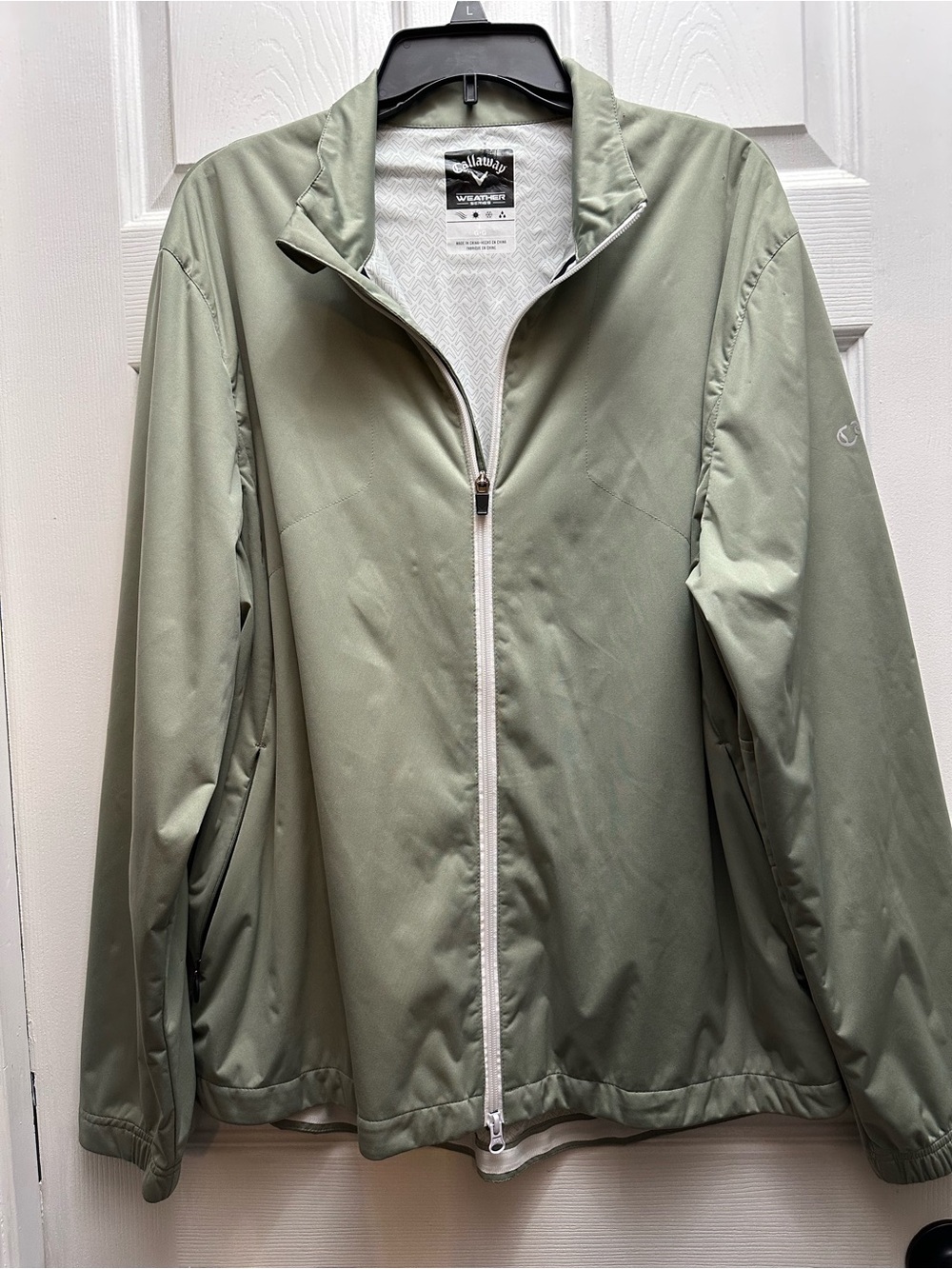 Callaway Men’s Weather Series Wind Jacket Sage Green, Full-Zip - Large